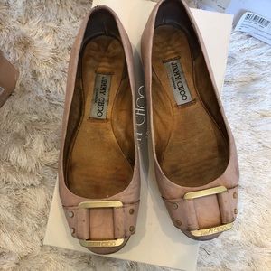 Jimmy Choo pink flats with gold hardware 61/2